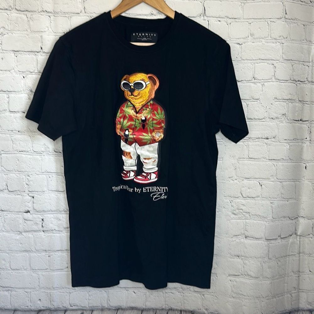 Eternity BC/AD 3D Tropical Bear Tee Shirt Black Men's Large‎